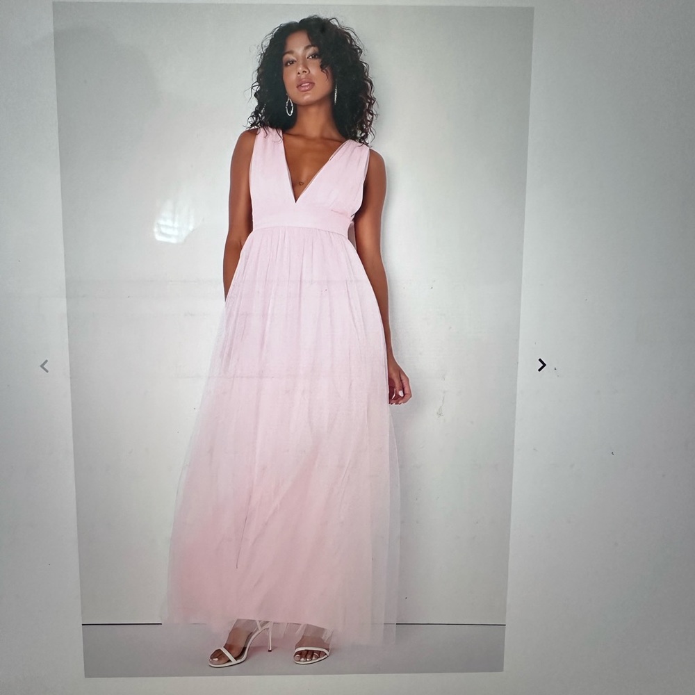 Lulus XL Blushing with Brilliance Light PinkTulle Sleeveless Maxi Dress.